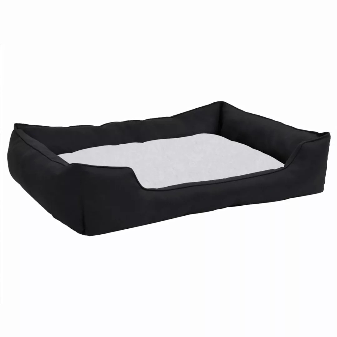 Hundebett Schwarz-weiß 65x50x20 Cm Fleece Leinenoptik günstig online kaufen