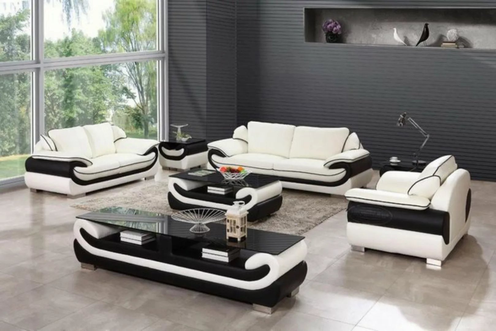 JVmoebel Sofa Sofas 3+2+1 Sitzer Set Design Sofas Polster Couchen Leder Rel günstig online kaufen