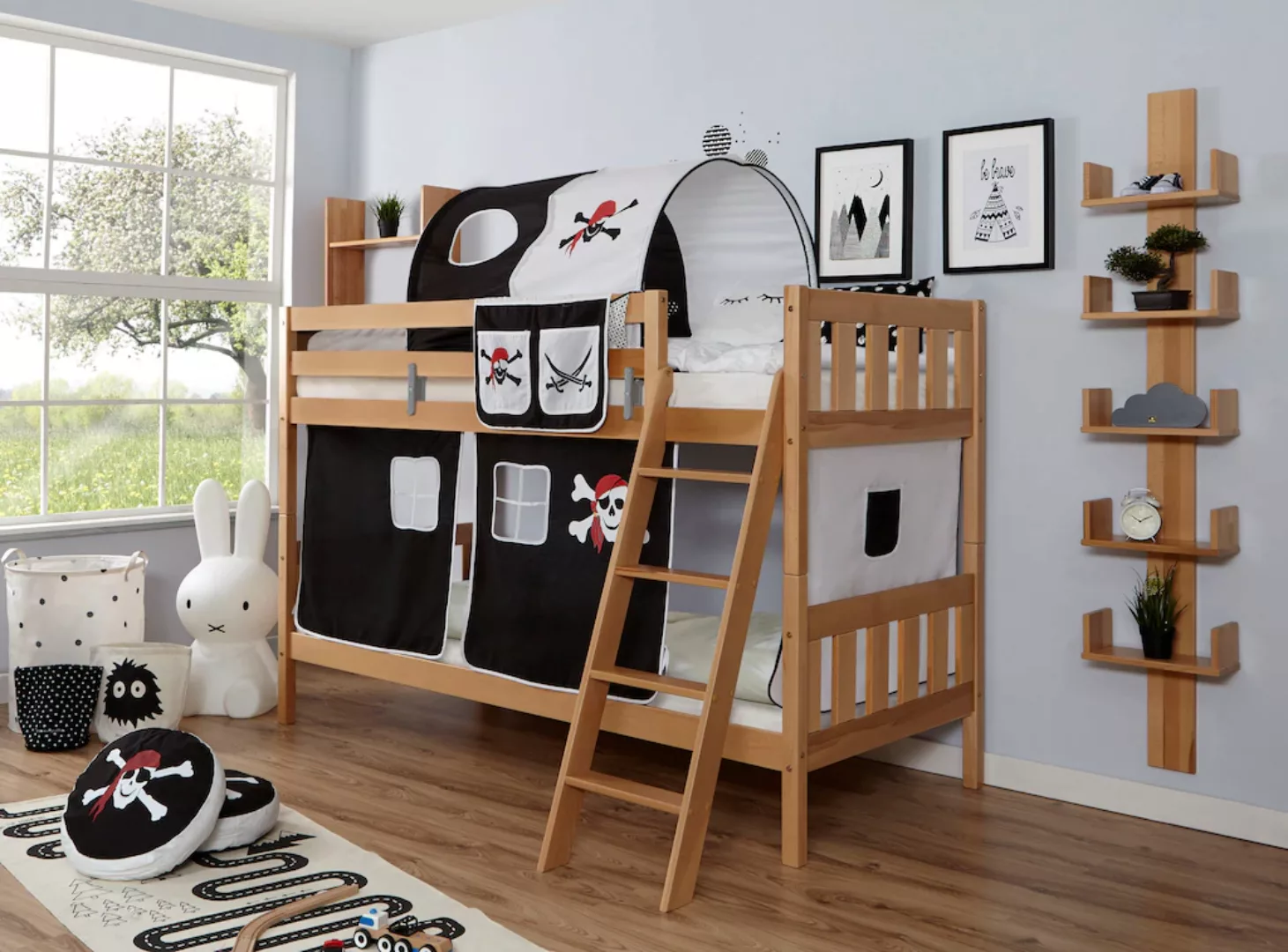 Ticaa Etagenbett "Erni", mit Rollrost und Textil-Set wahlweise mit Matratze günstig online kaufen