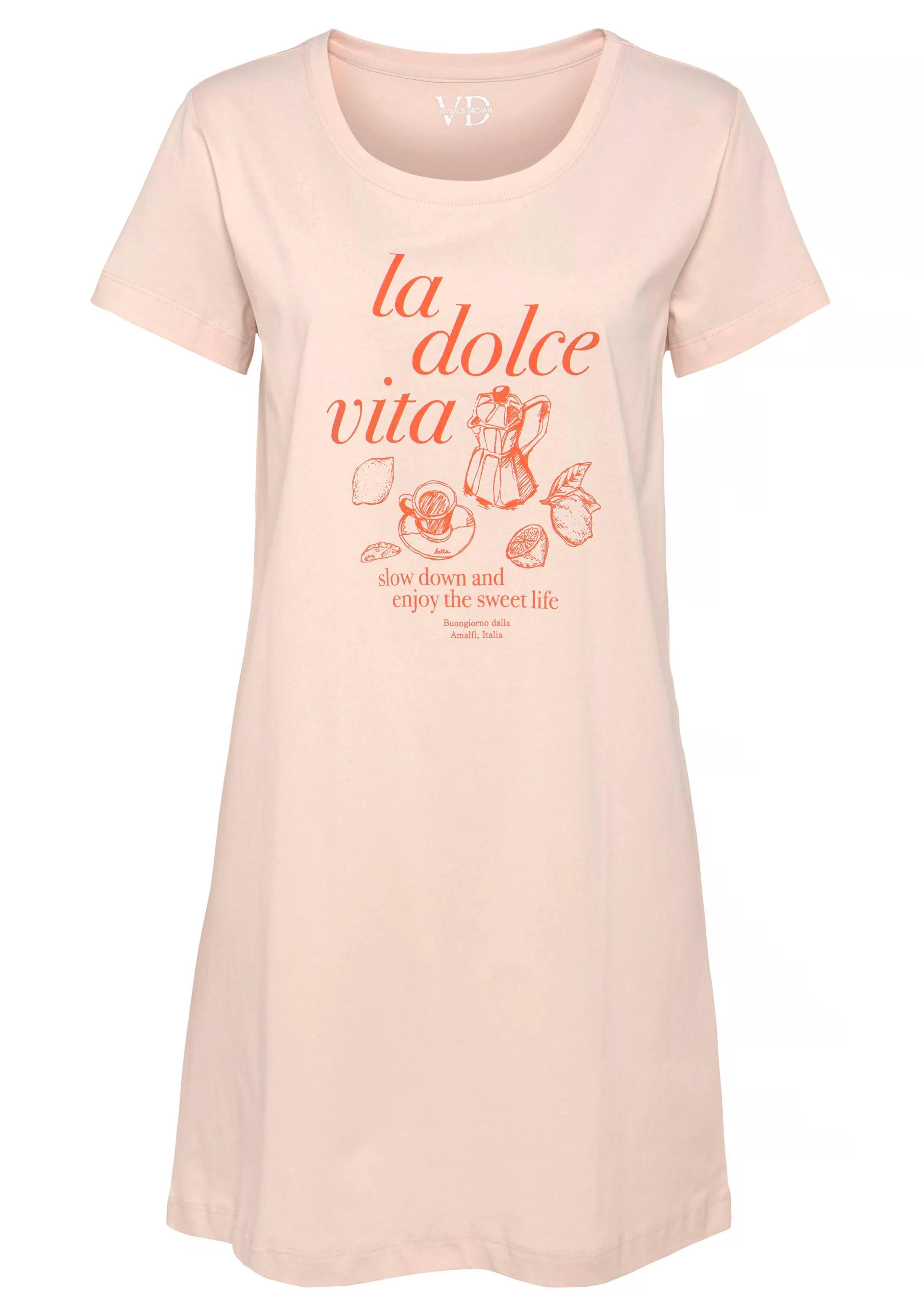 Vivance Dreams Sleepshirt, mit zart skizziertem Frontdruck günstig online kaufen