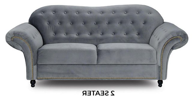 Xlmoebel Sofa Sofa Chesterfield in Grau Stoff Wohnzimmer Couch Sitzpolster günstig online kaufen