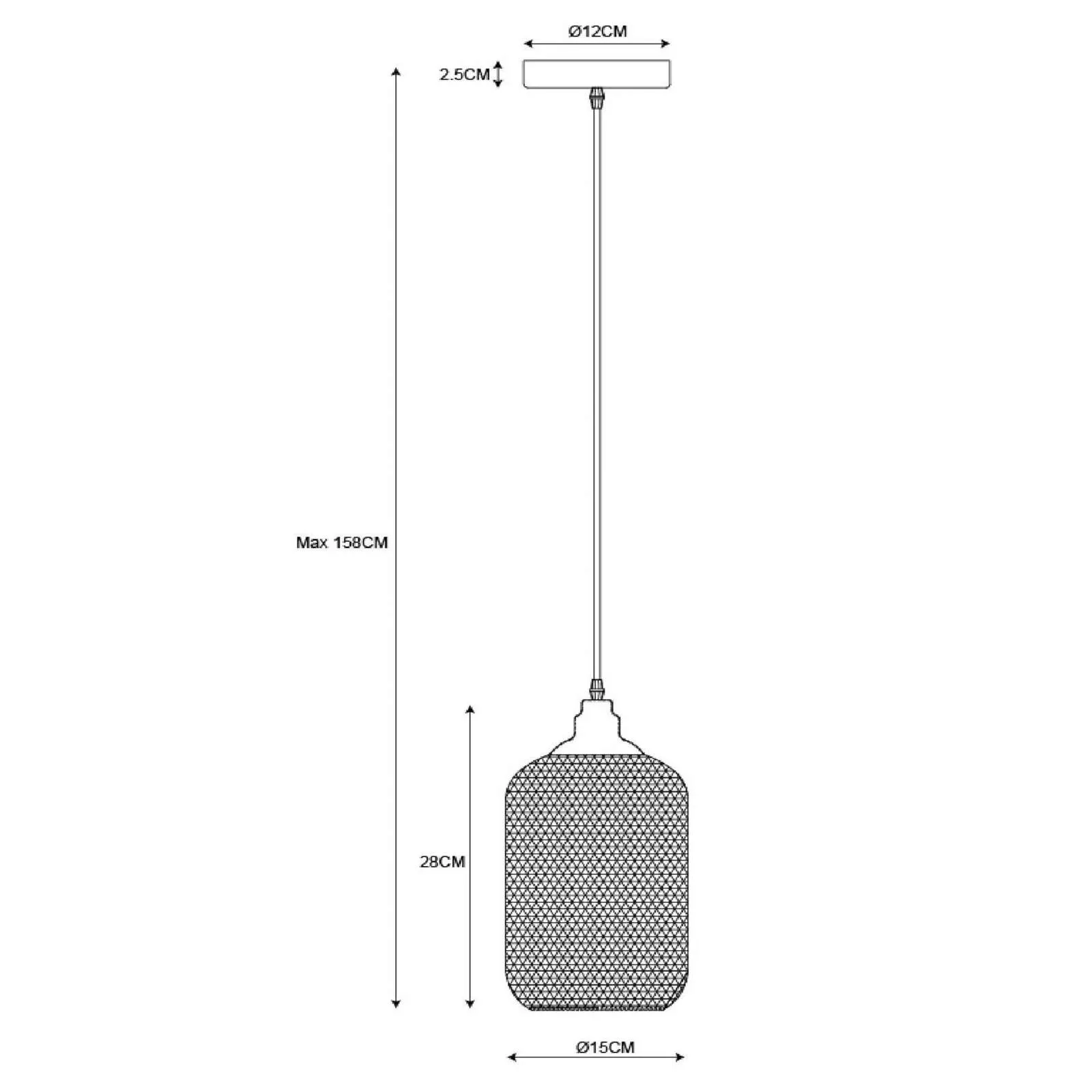 Hängeleuchte Mesh, einflammig, schwarz, Ø 15 cm günstig online kaufen