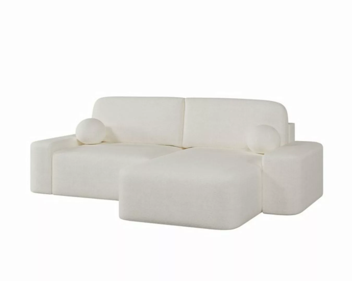 MOEBLO Ecksofa Lisbon aus Bouclé, Ottomane beidseitig montierbar Couch für günstig online kaufen