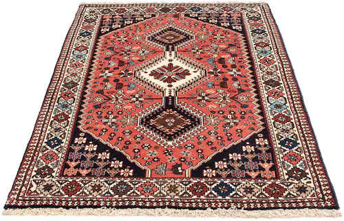 morgenland Wollteppich »Yalameh Medaillon Blu scuro 152 x 98 cm«, rechtecki günstig online kaufen