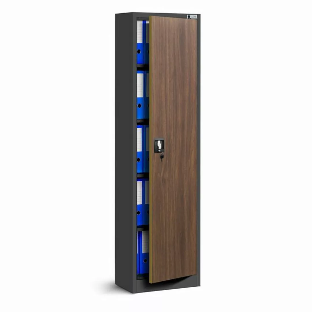 Jan Nowak Aktenschrank Aktenschrank Stahlschrank anthrazit-holz 185x45x40 günstig online kaufen