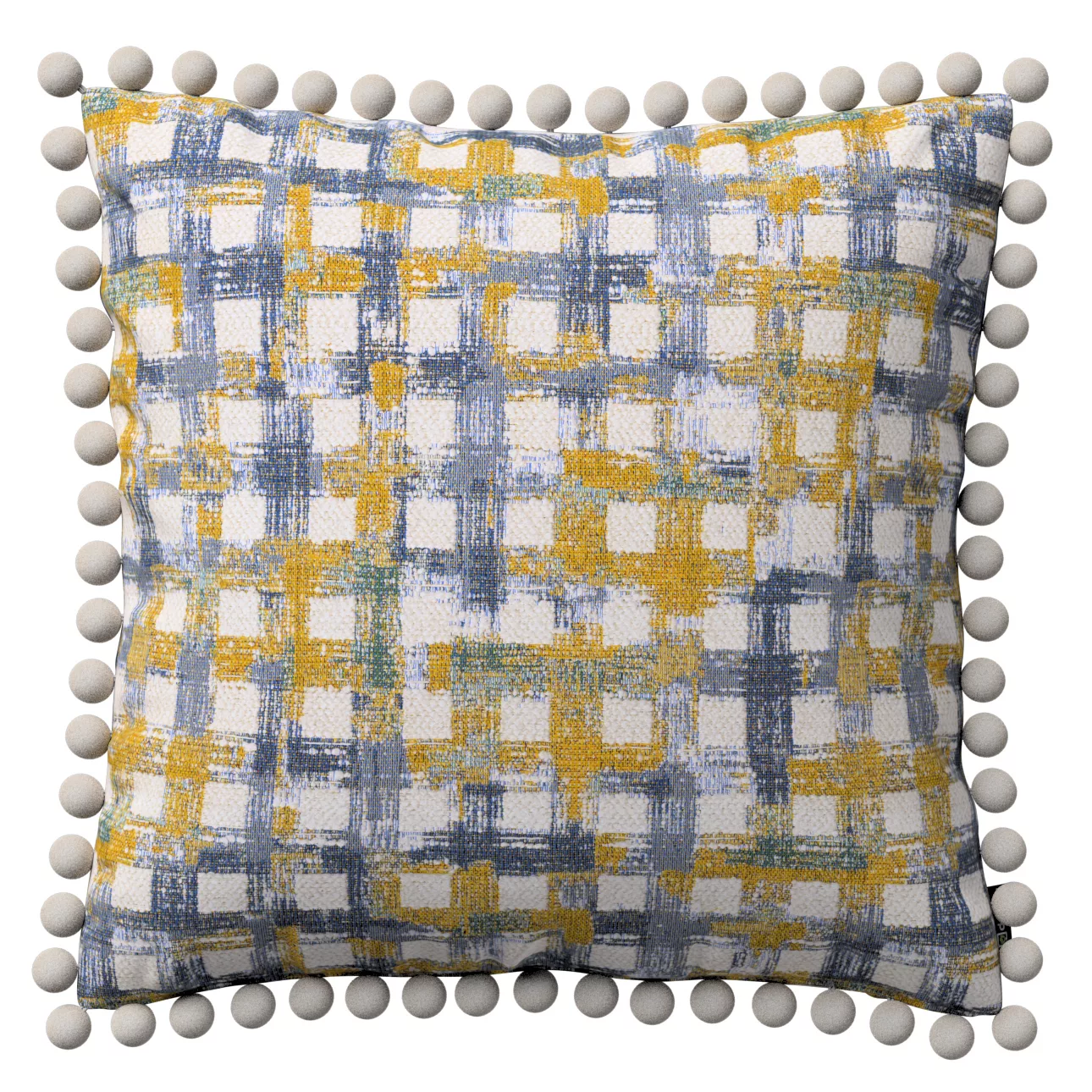 Kissenhülle Wera mit Bommeln, blau-gelb, 45 x 45 cm, Cosy Home (145-16) günstig online kaufen