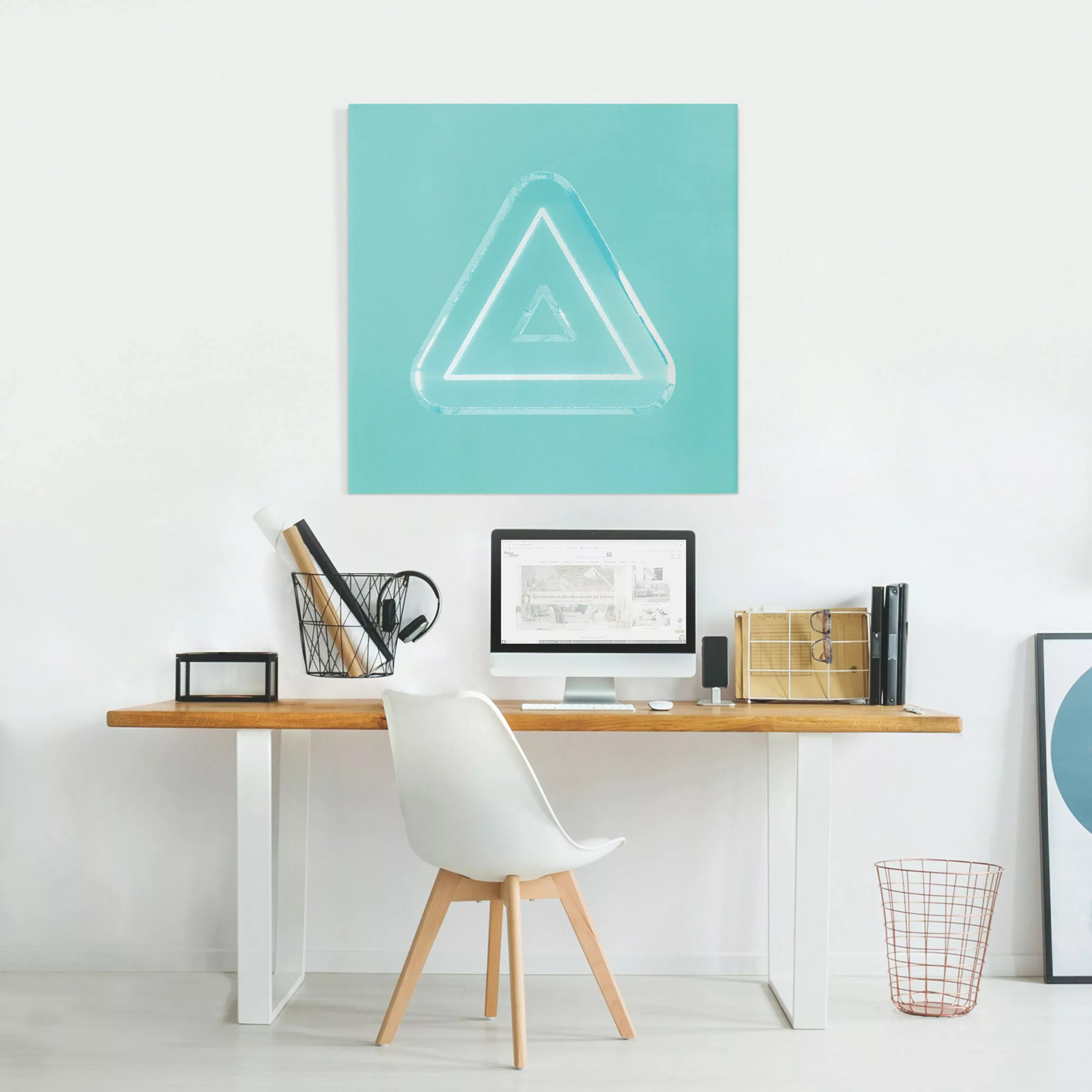 Leinwandbild Neon Gamer Symbol Dreieck günstig online kaufen