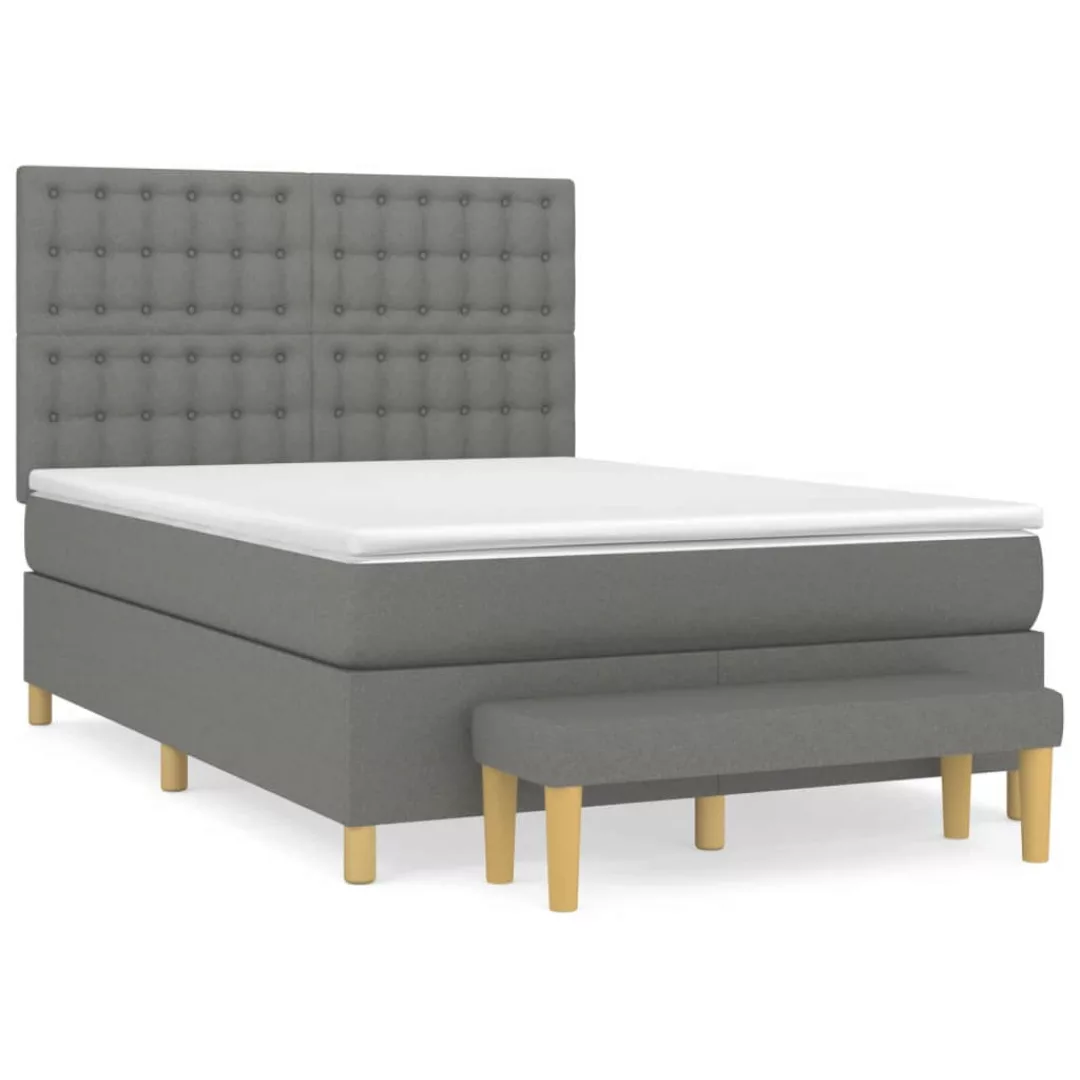 Vidaxl Boxspringbett Mit Matratze Dunkelgrau 140x200 Cm Stoff günstig online kaufen
