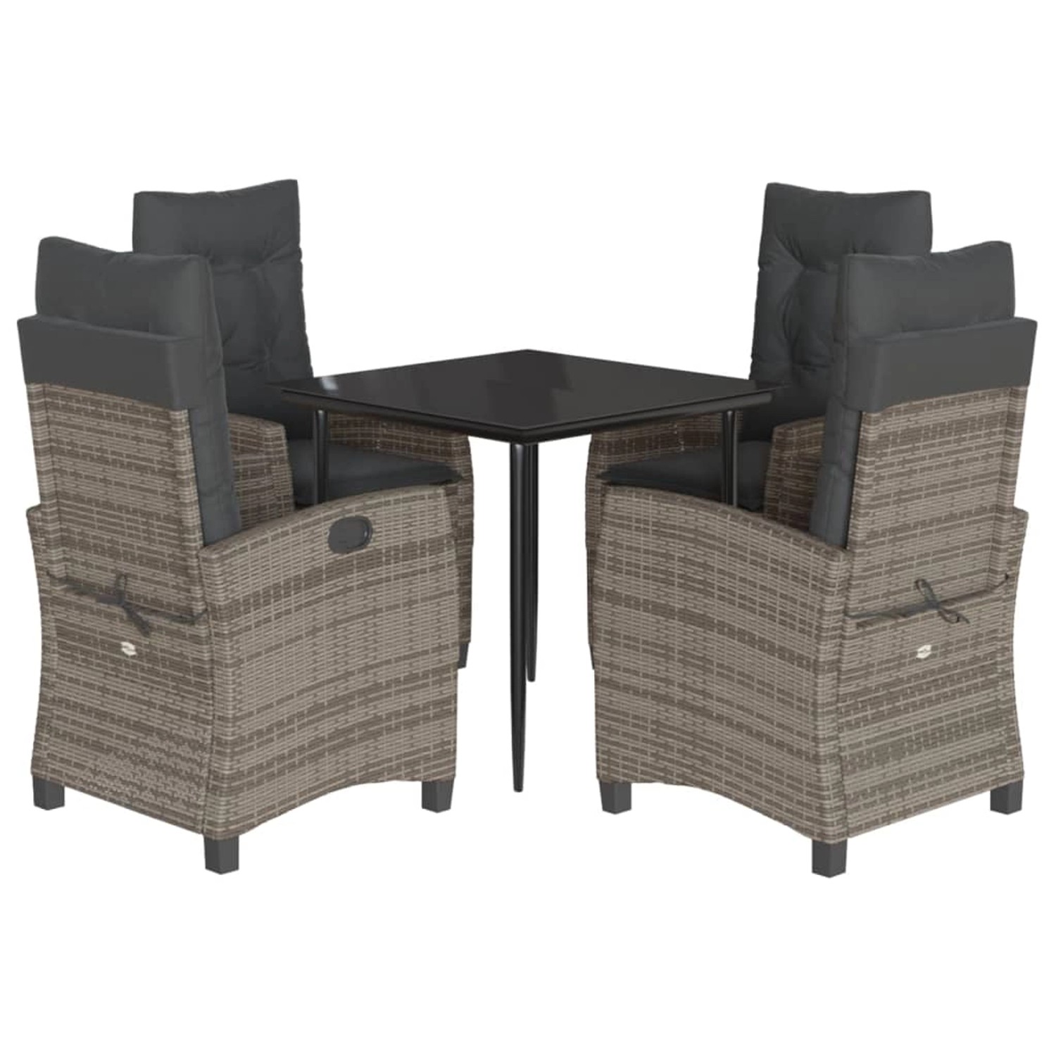 vidaXL 5-Tlg Garten-Essgruppe mit Kissen Grau Poly Rattan 3212783 günstig online kaufen