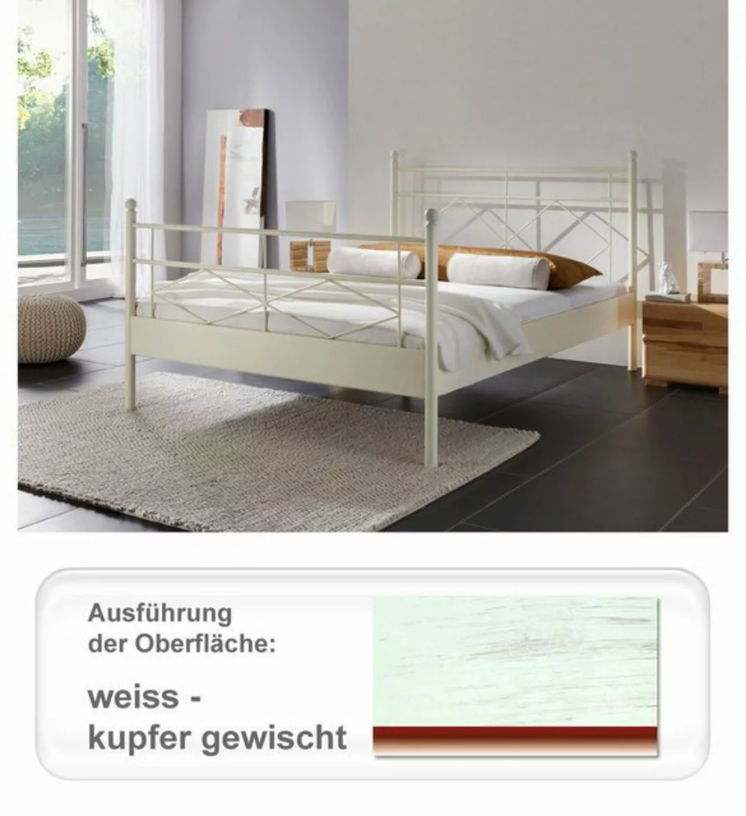 expendio Metallbett Vesna, 90 x 200 cm weiß - kupfer gewischt günstig online kaufen