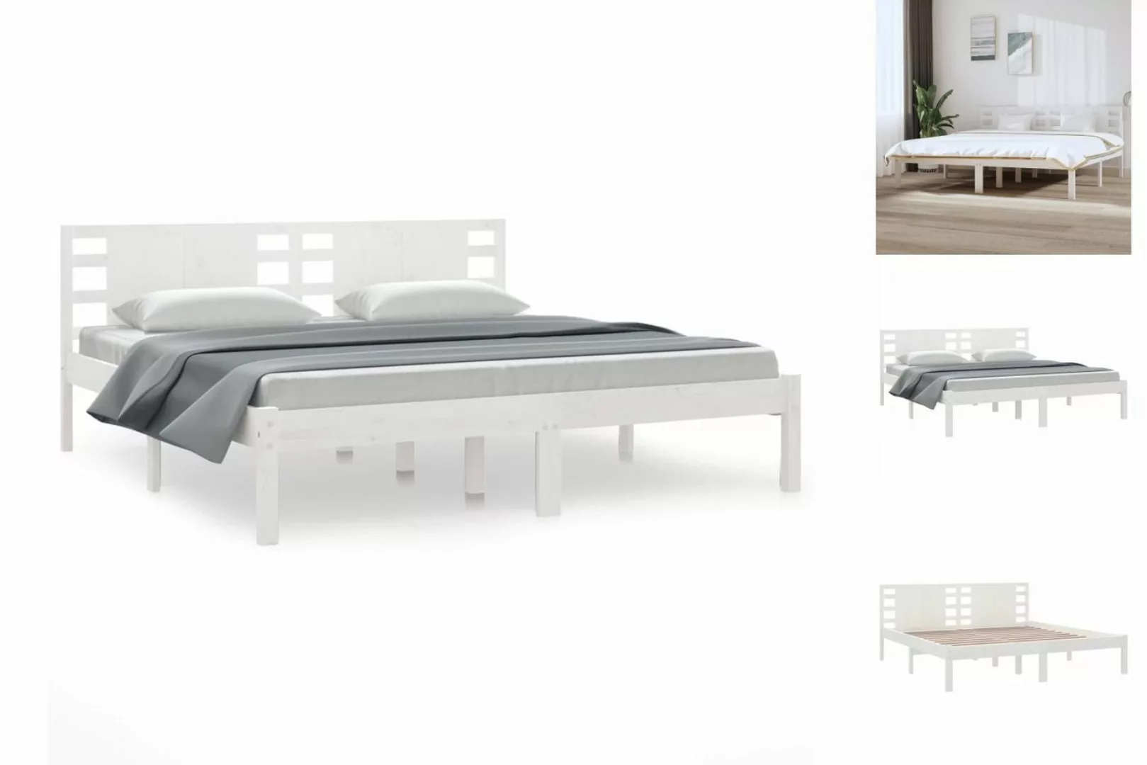 vidaXL Bettgestell Massivholzbett Weiß Kiefer 200x200 cm Bett Bettgestell D günstig online kaufen