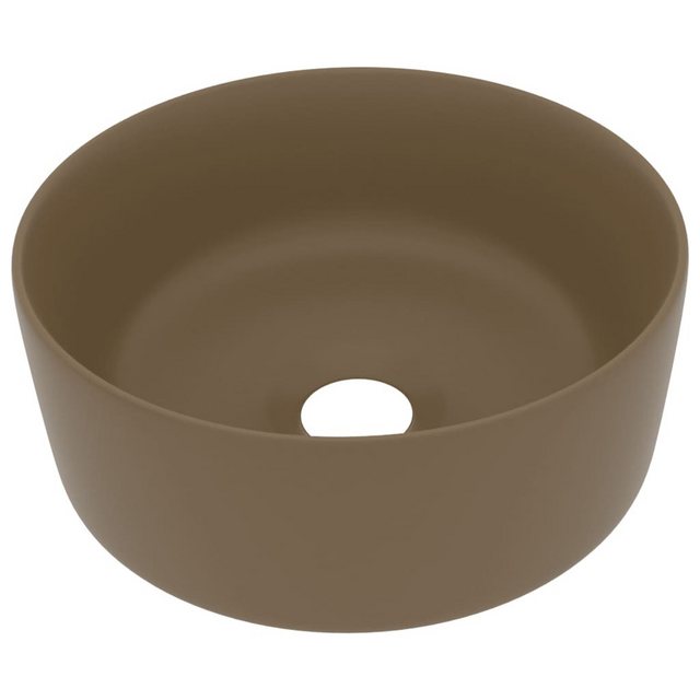 Luxuriöses Waschbecken Rund Matt Creme 40x15 Cm Keramik günstig online kaufen