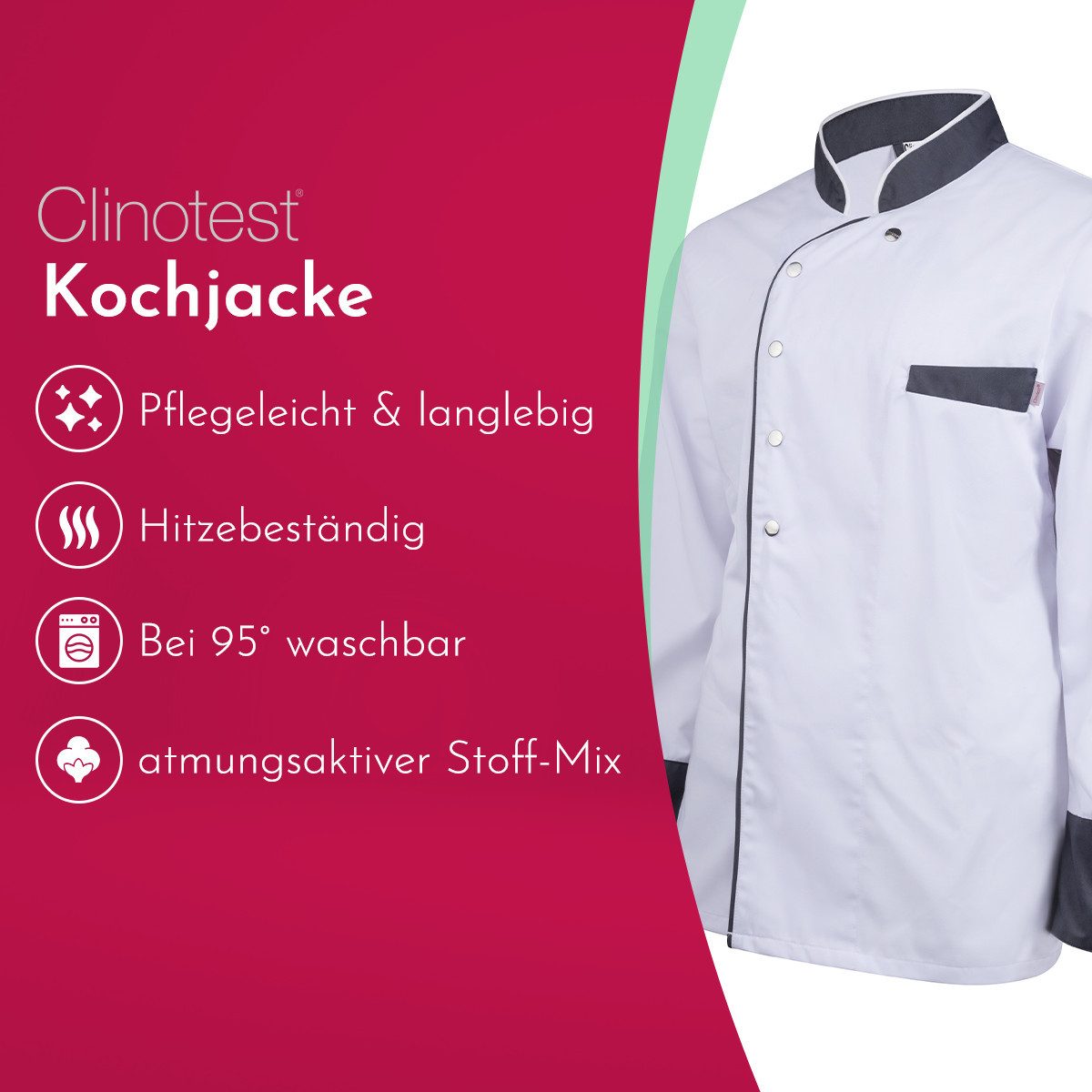 Clinotest Kochjacke langarm - 95 Grad günstig online kaufen