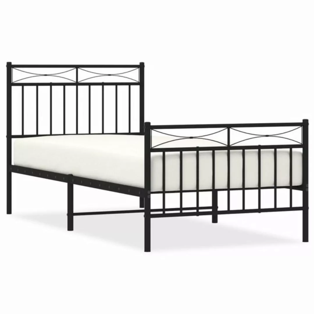 furnicato Bett Bettgestell mit Kopf- und Fußteil Metall Schwarz 90x190 cm günstig online kaufen