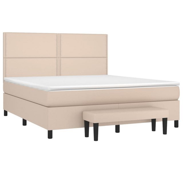 vidaXL Boxspringbett Boxspringbett mit Matratze und Fusshocker Kunstleder ( günstig online kaufen