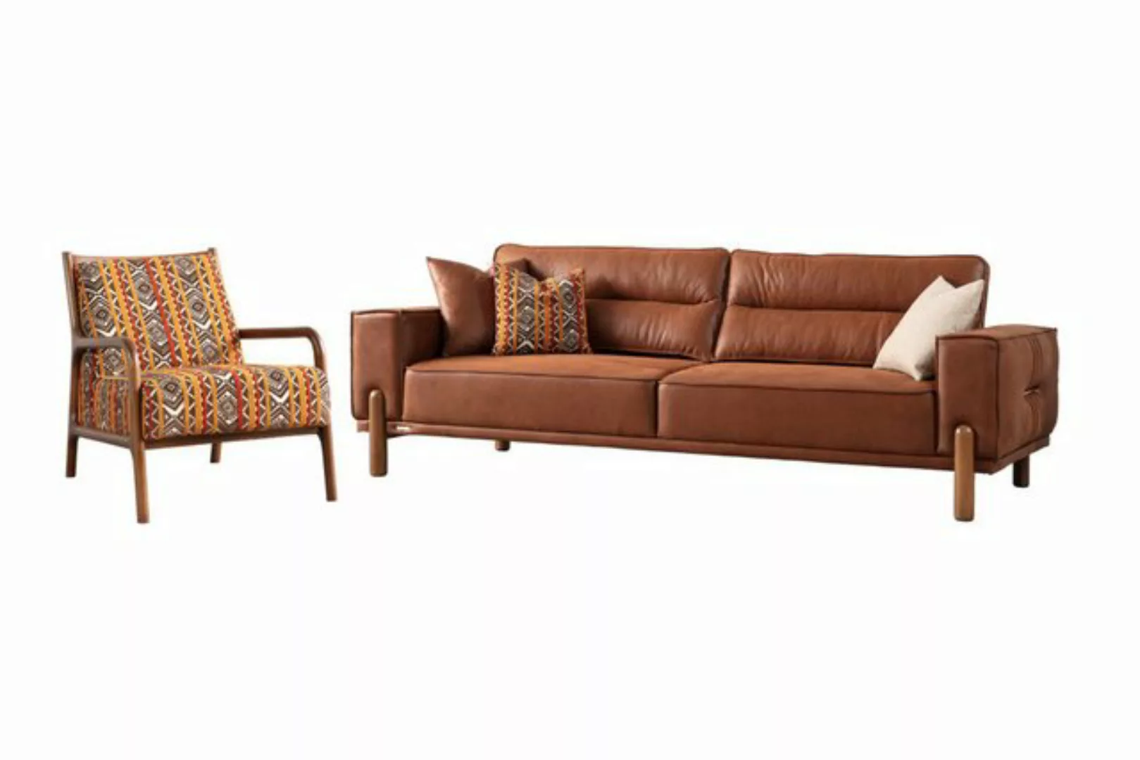 Villa Möbel Sofa Cognac, 1 Stk. 3-Sitzer, Hand Made Qualtiy, modernes Desig günstig online kaufen