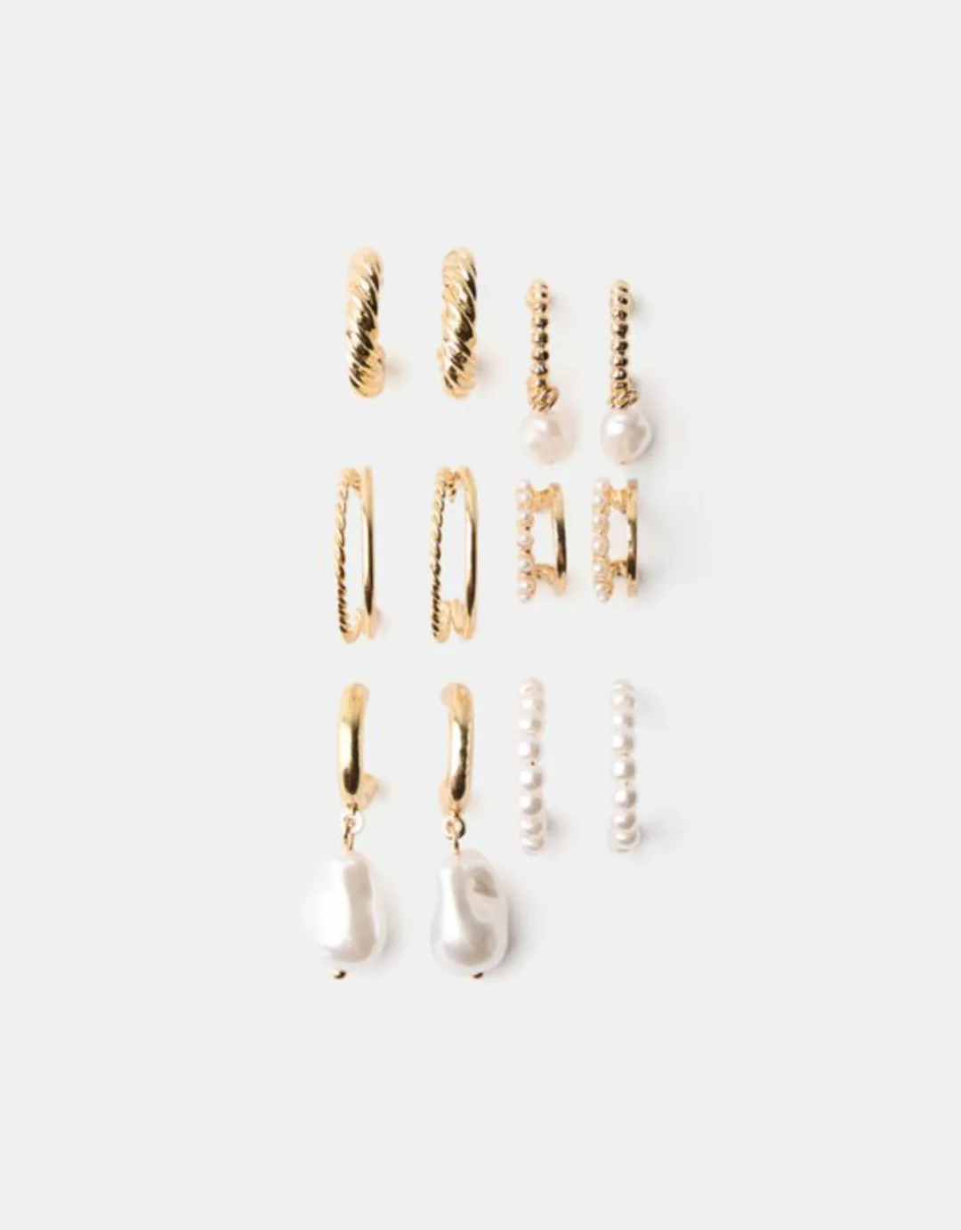 Bershka 9er-Pack Ohrringe Mit Perlen Damen Gold günstig online kaufen