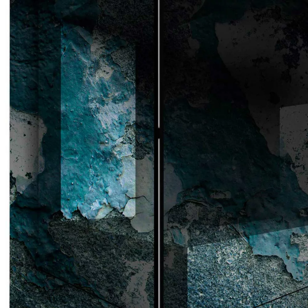 Trennwand Paravent in Blau und Grau Schwarz abstraktem Muster günstig online kaufen