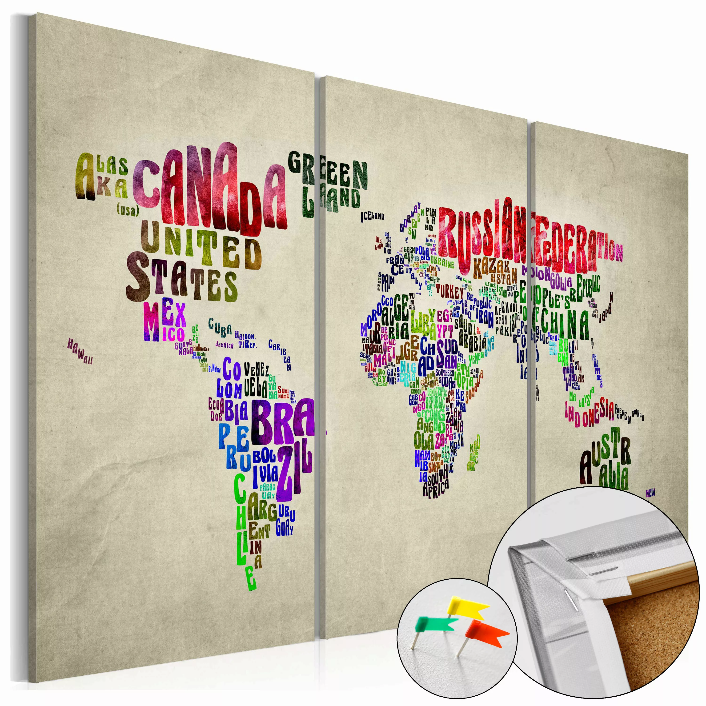 Korkbild - Colorful Countries [cork Map] günstig online kaufen