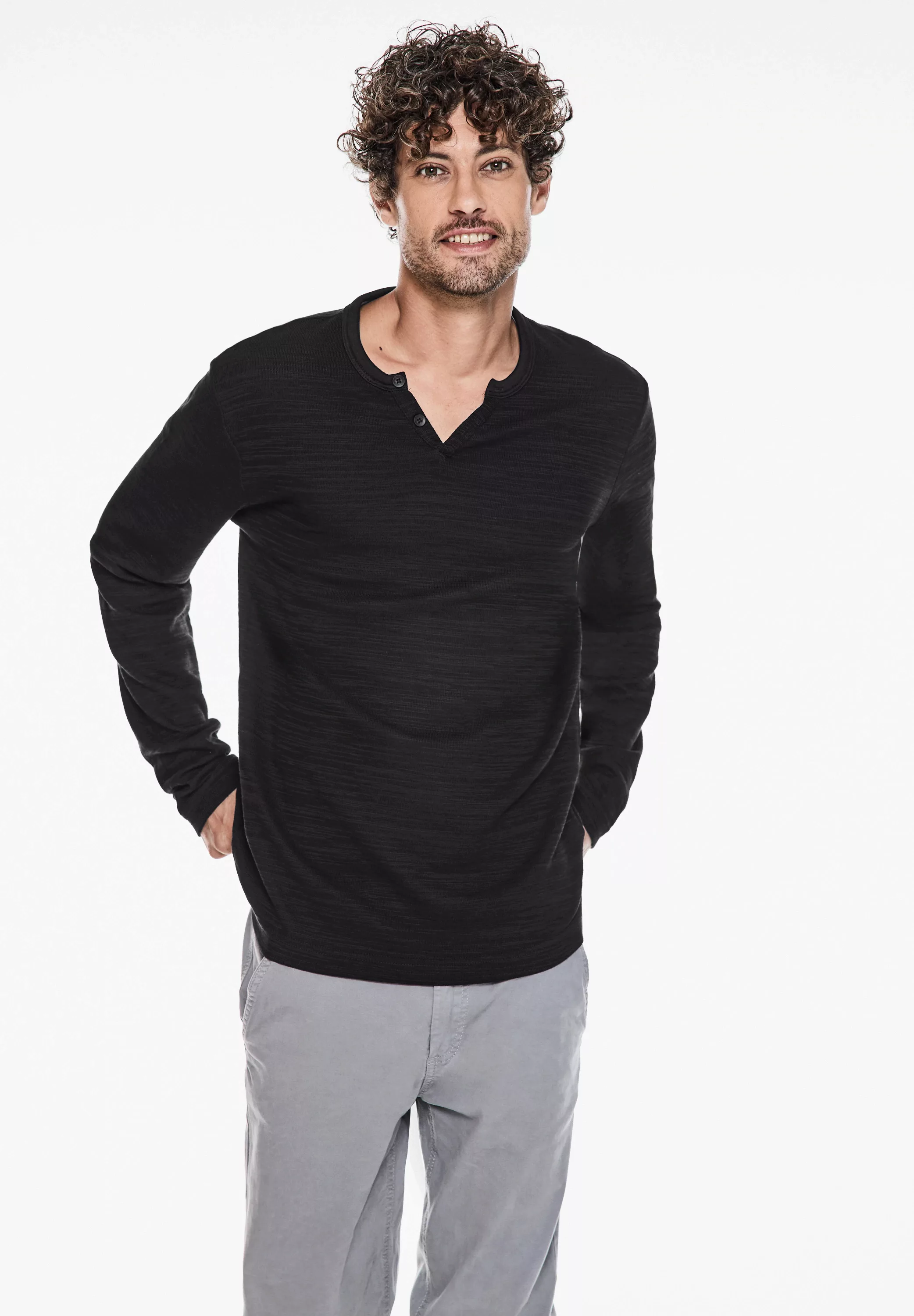 STREET ONE MEN Langarmshirt, im soften Baumwoll-Mix günstig online kaufen