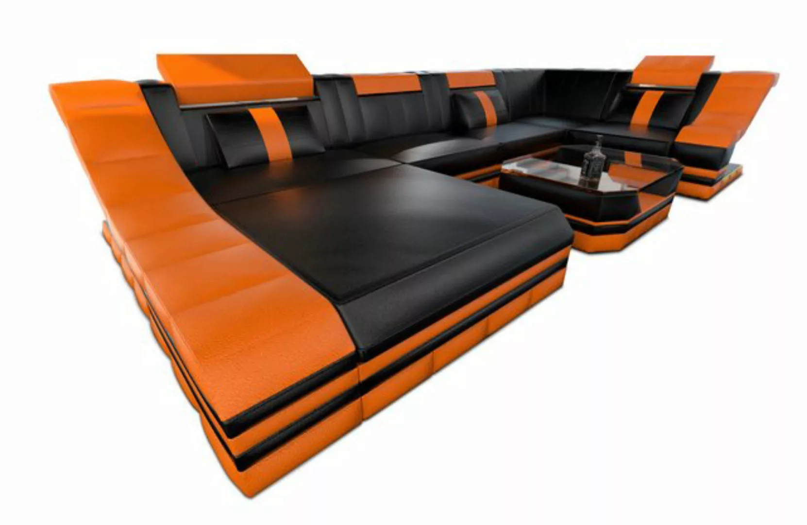 Sofa Dreams Wohnlandschaft Ledersofa Ledercouch Turino U Form Leder Sofa, C günstig online kaufen