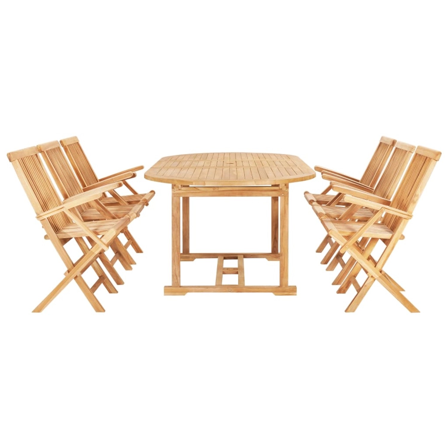 vidaXL 7-tlg Garten-Essgruppe 150-200 x 100 x 75 cm Massivholz Teak günstig online kaufen