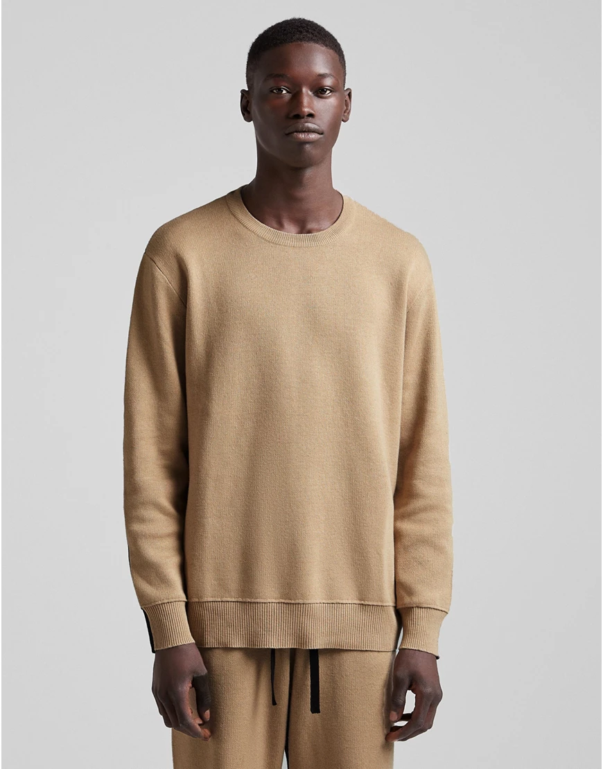 Bershka – Gestricktes Sweatshirt in Beige, Kombiteil-Neutral günstig online kaufen