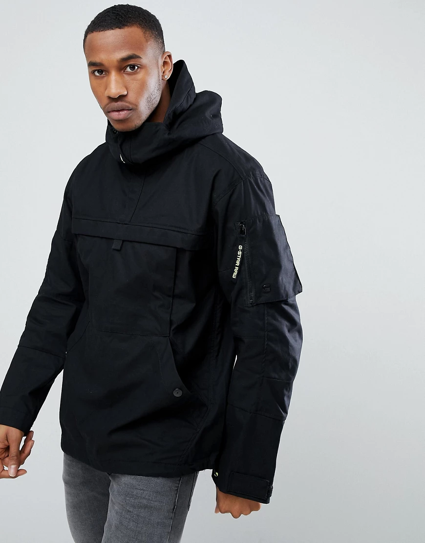 G-Star – Rackam – Großer Anorak mit Logodesign in Neon-Schwarz günstig online kaufen