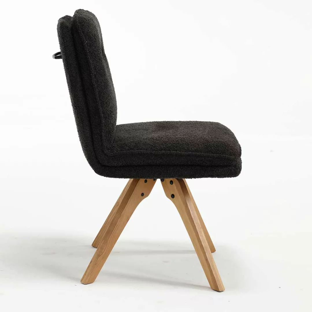 Stühle mit Boucle Bezug in Anthrazit Gestell aus Massivholz (2er Set) günstig online kaufen