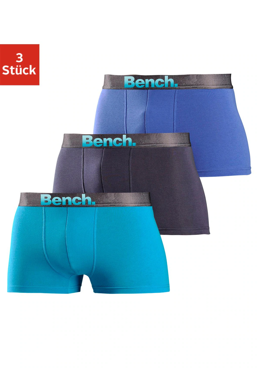 Bench. Boxer "Boxershorts für Herren", (Packung, 3 St.), mit Logo Webbund günstig online kaufen