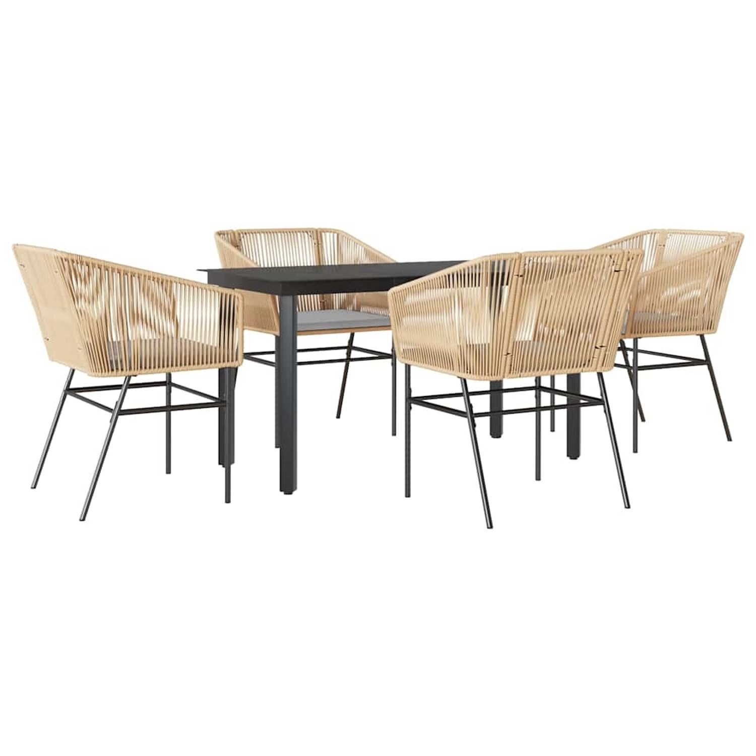 vidaXL 5-Tlg Garten-Essgruppe mit Kissen Braun Poly Rattan Glas 3334620 günstig online kaufen