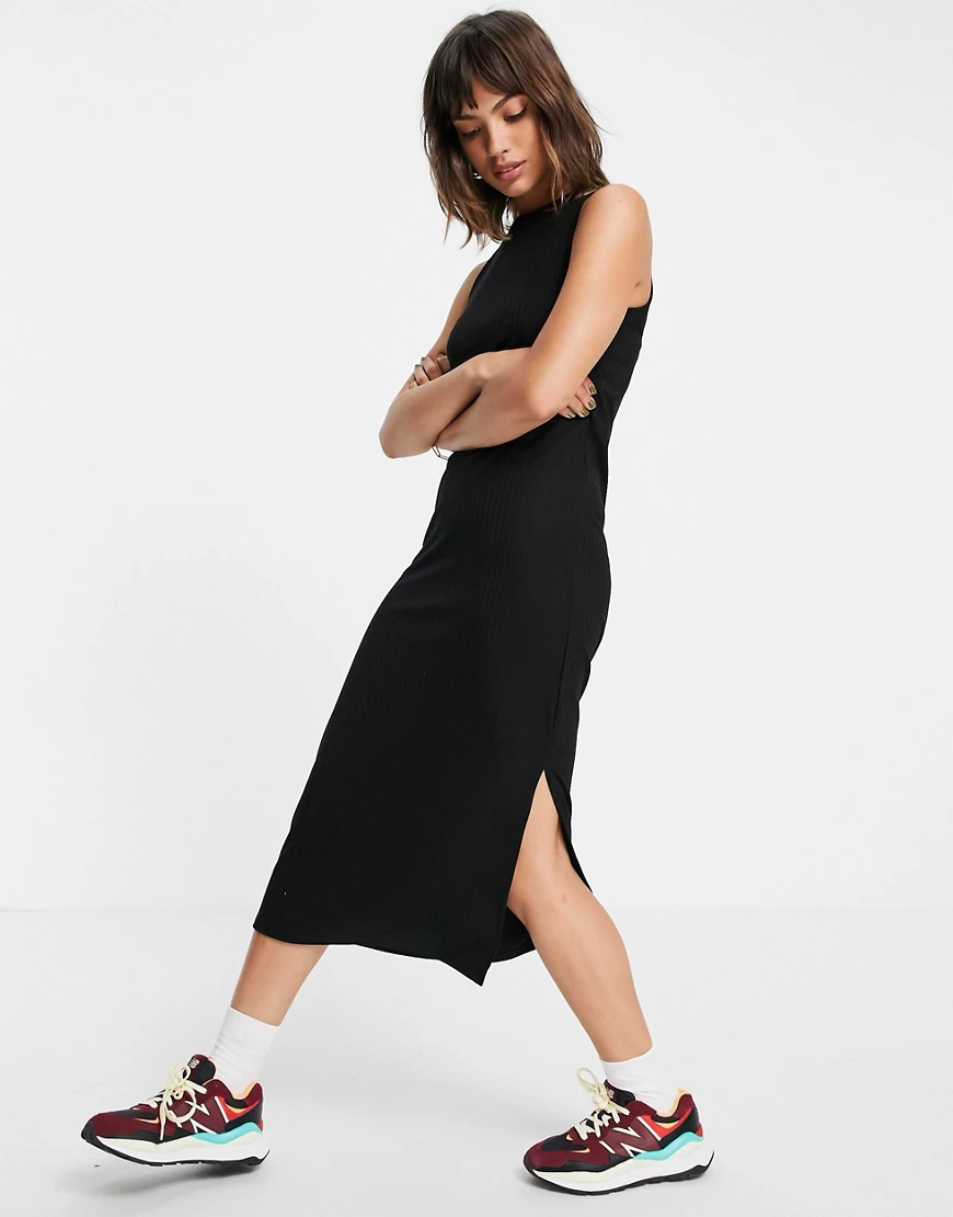Vero Moda – Ärmelloses Midi-T-Shirt-Kleid in Schwarz günstig online kaufen