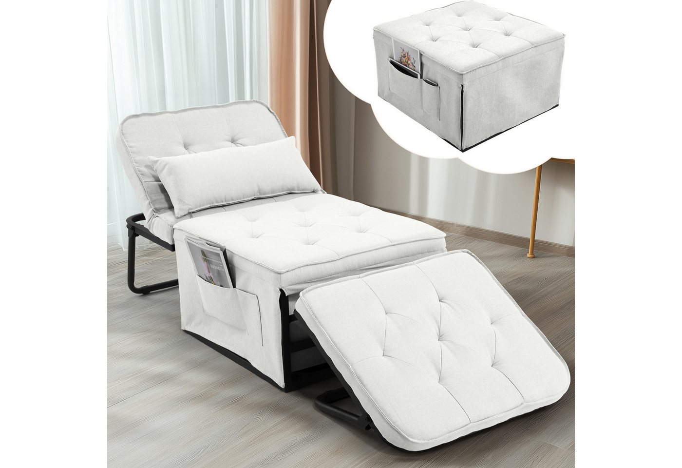 LUCKZON Schlafsofa 4-in-1 multifunktionaler faltbarer Hocker atmungsaktives günstig online kaufen