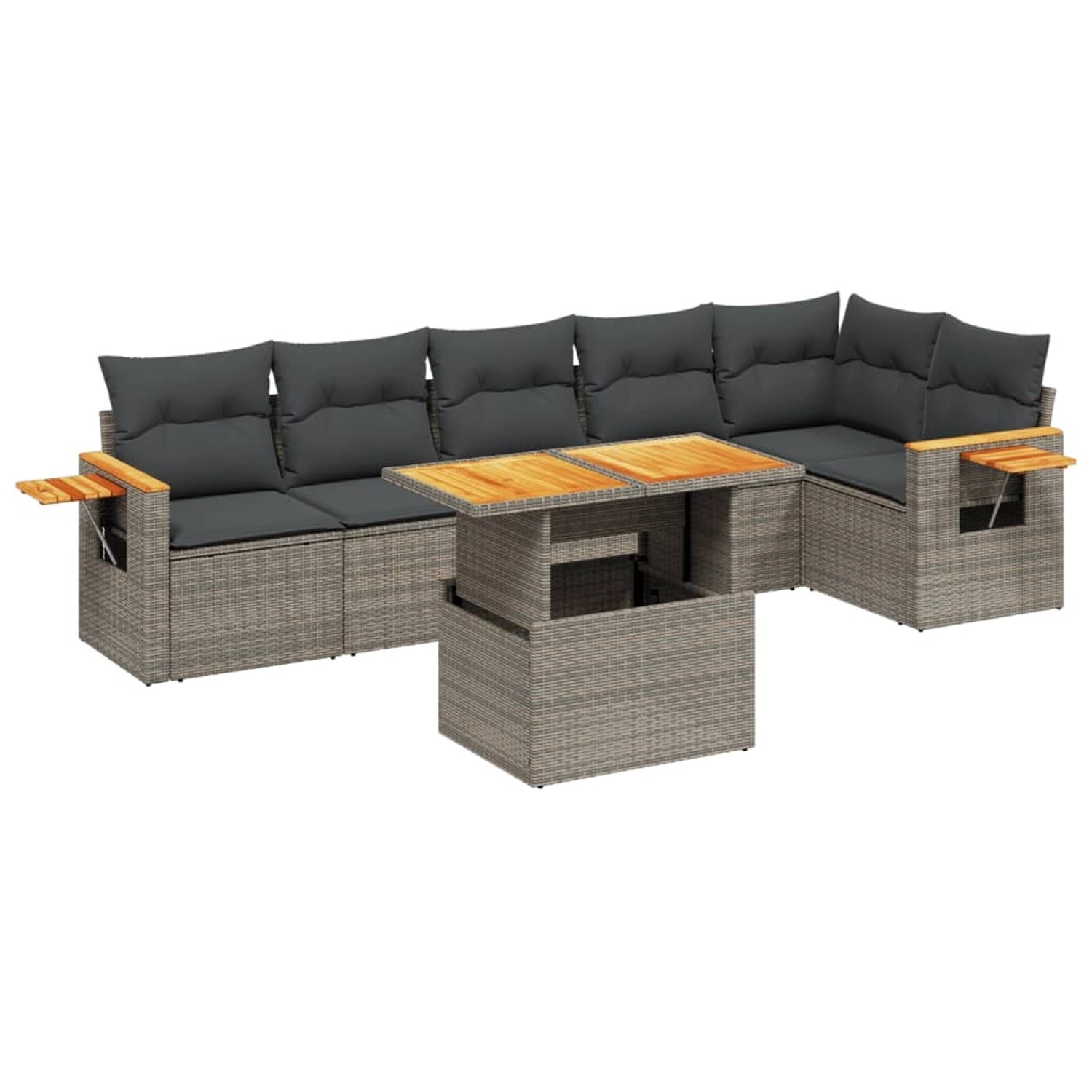 vidaXL 7-Tlg Garten-Sofagarnitur mit Kissen Grau Poly Rattan 3273531 günstig online kaufen