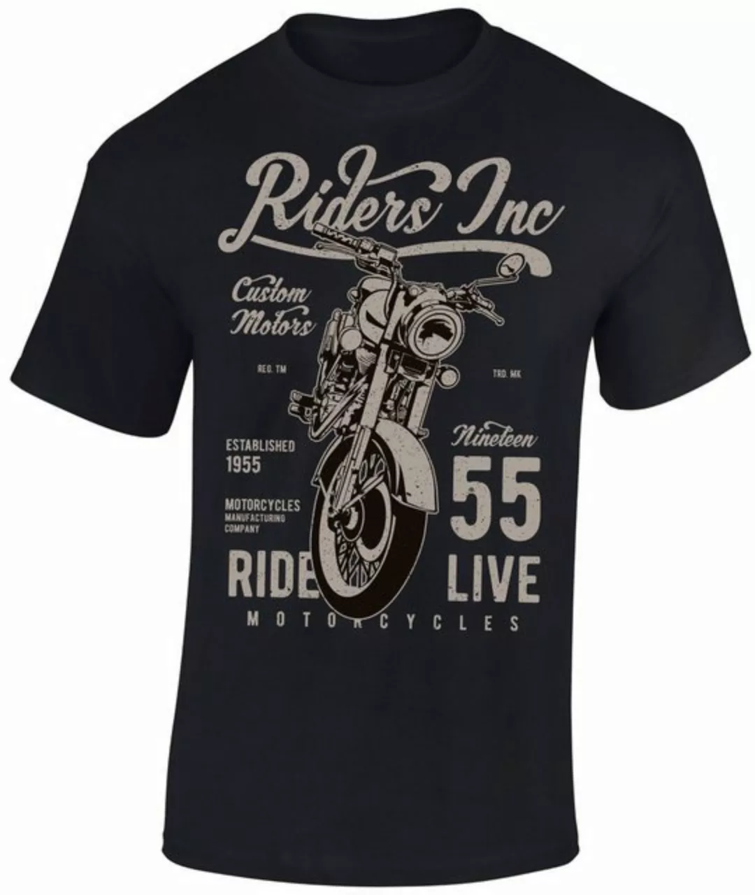 Baddery Print-Shirt Biker Shirt: "Riders Inc." - Motorrad T-Shirt, hochwert günstig online kaufen