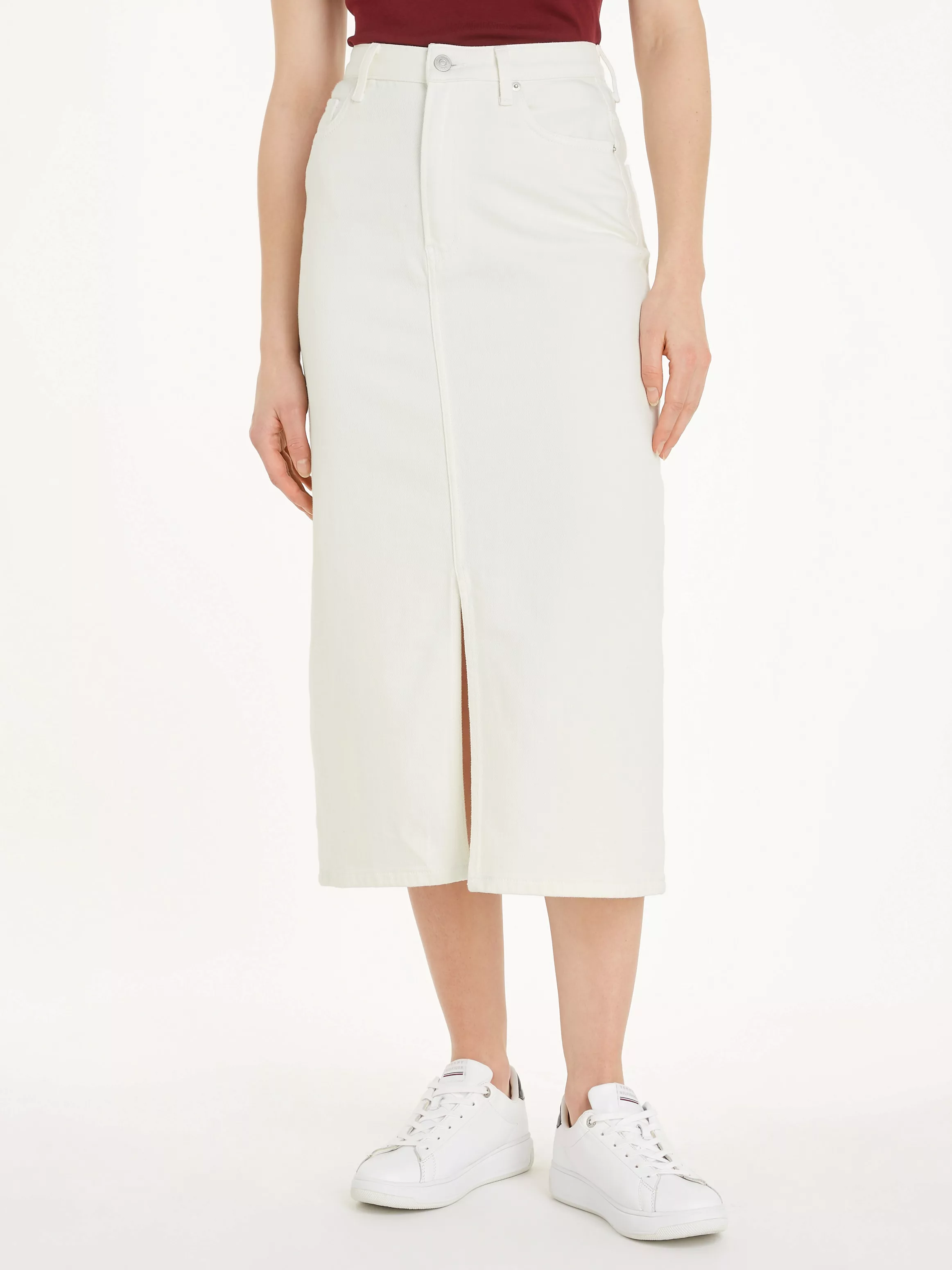 Tommy Hilfiger Bleistiftrock "MIDI STRAIGHT SKIRT HW ECRU", im 5-Pocket-Sty günstig online kaufen