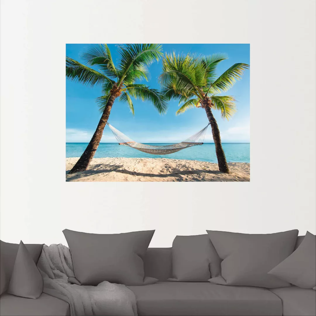 Artland Wandbild "Palmenstrand Karibik mit Hängematte", Amerika, (1 St.), a günstig online kaufen