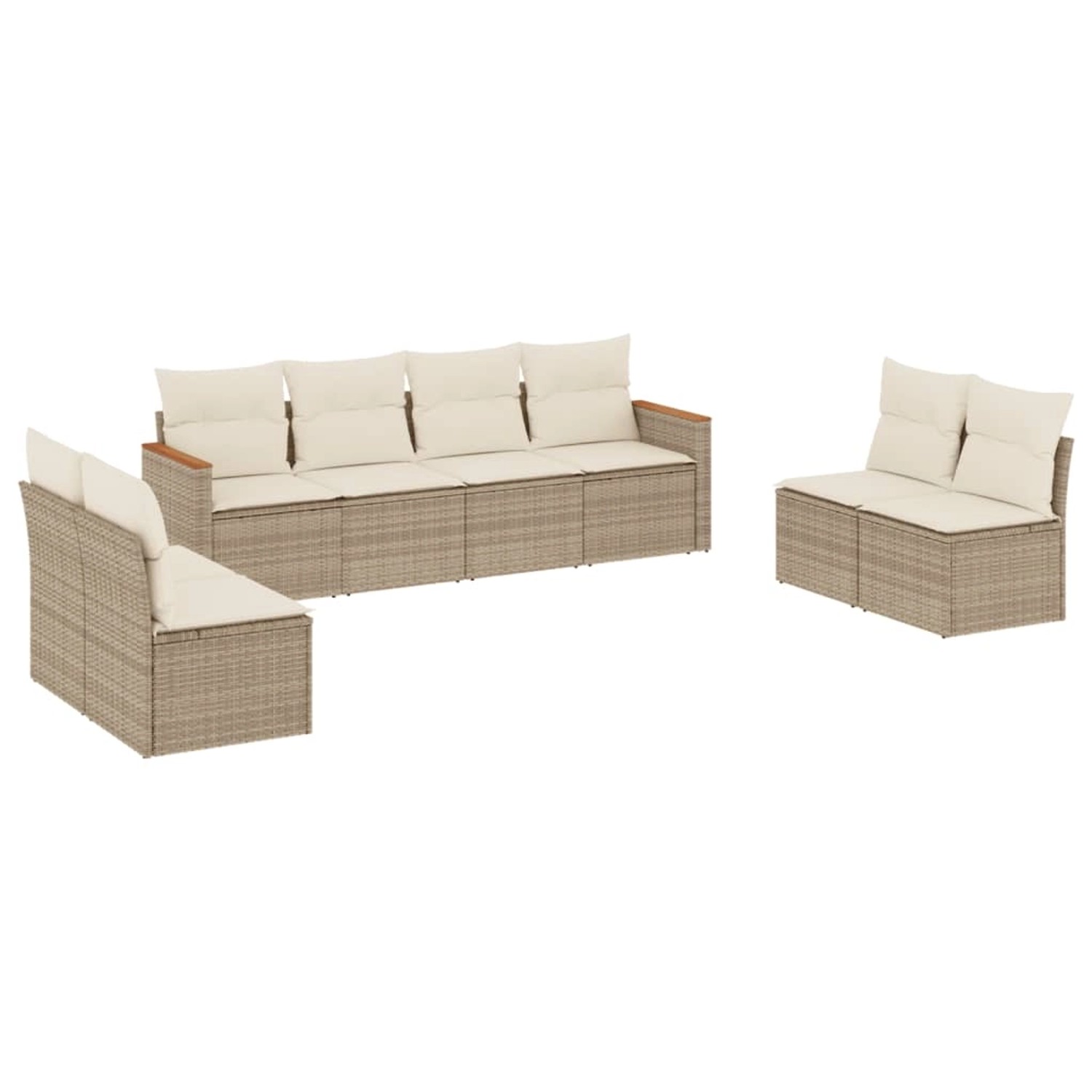 vidaXL 8-Tlg Garten-Sofagarnitur mit Kissen Beige Poly Rattan 3258292 günstig online kaufen