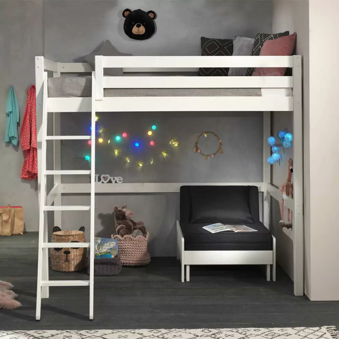 Kinderzimmer Set mit Sessel in Weiß Kiefer Massivholz (zweiteilig) günstig online kaufen