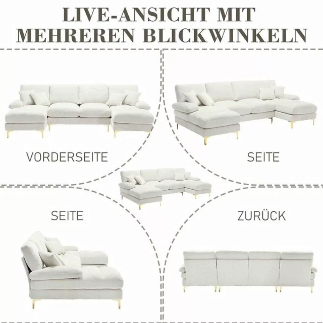 OKWISH Sofa Moderner U-förmiger Modularsofa mit Ottomanen, wendbar, 4-Sitze günstig online kaufen