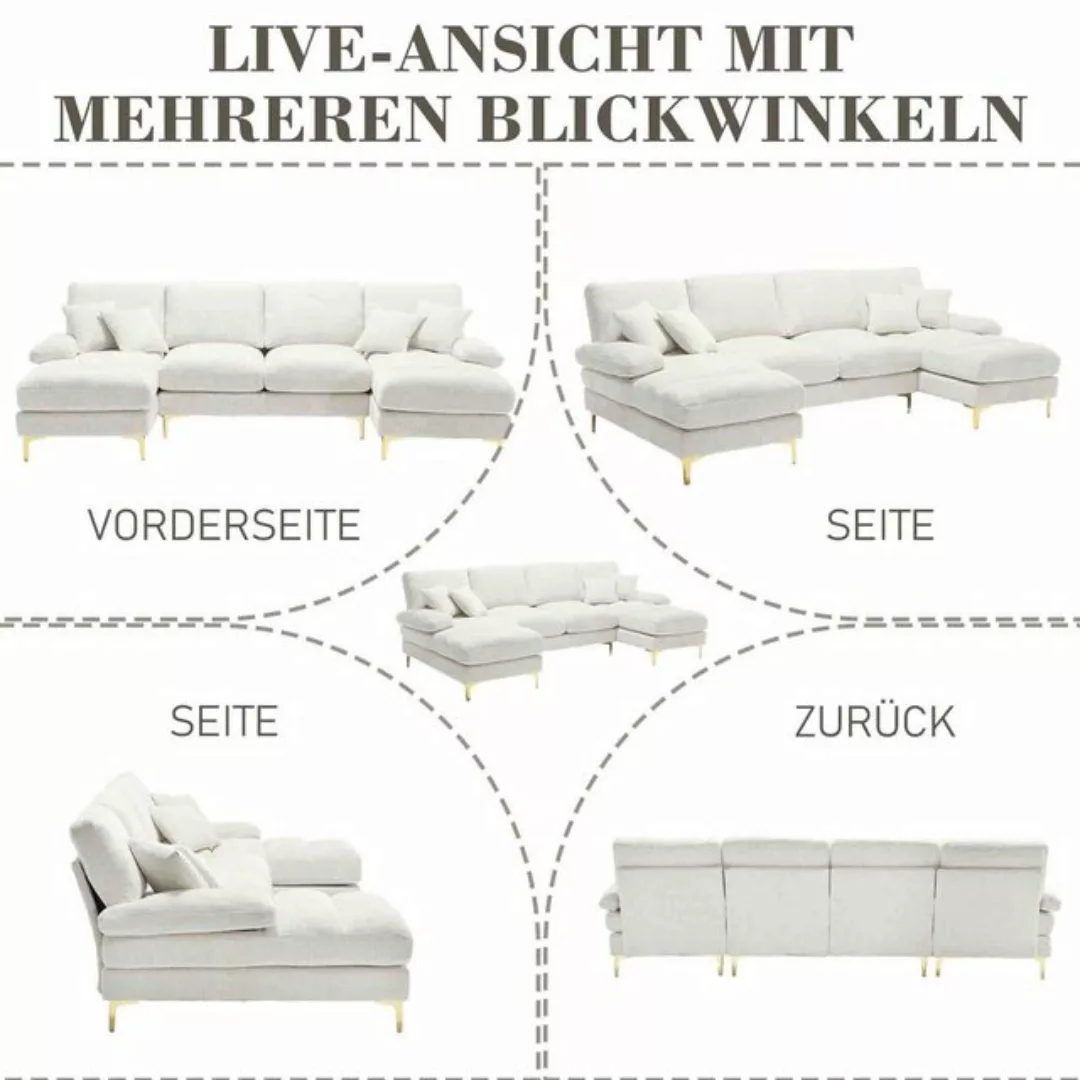 WISHDOR Sofa Ecksofa L-Form, Modernes großes Chenille-Stoff-U-Form-Sofa günstig online kaufen