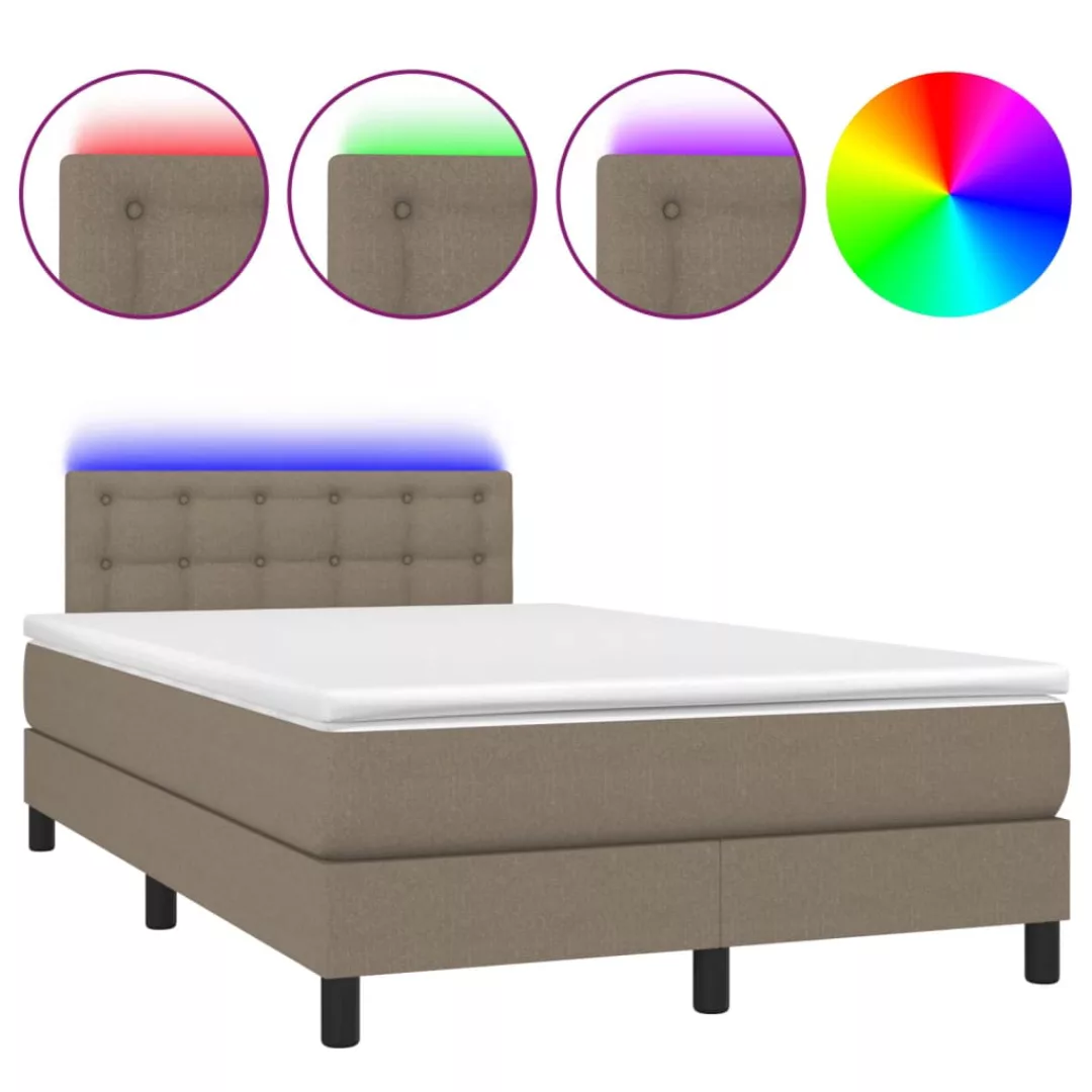 Vidaxl Boxspringbett Mit Matratze & Led Taupe 120x200 Cm Stoff günstig online kaufen