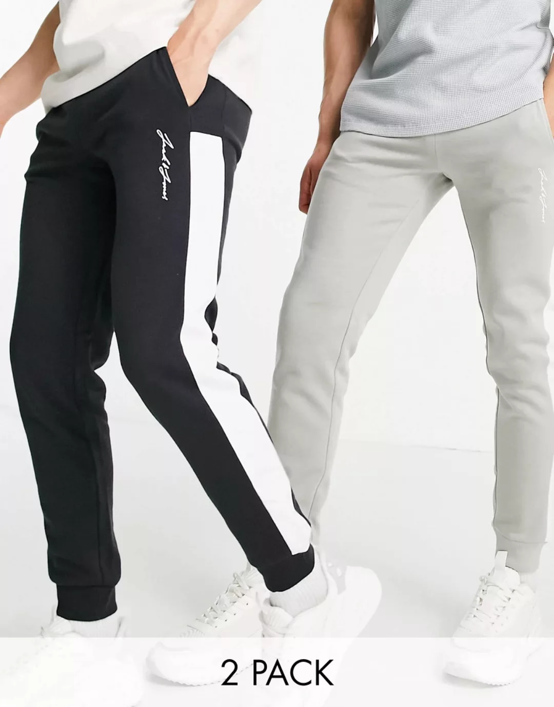 Jack & Jones Originals – 2er-Pack Jogginghosen im Farbblockdesign in Grau u günstig online kaufen
