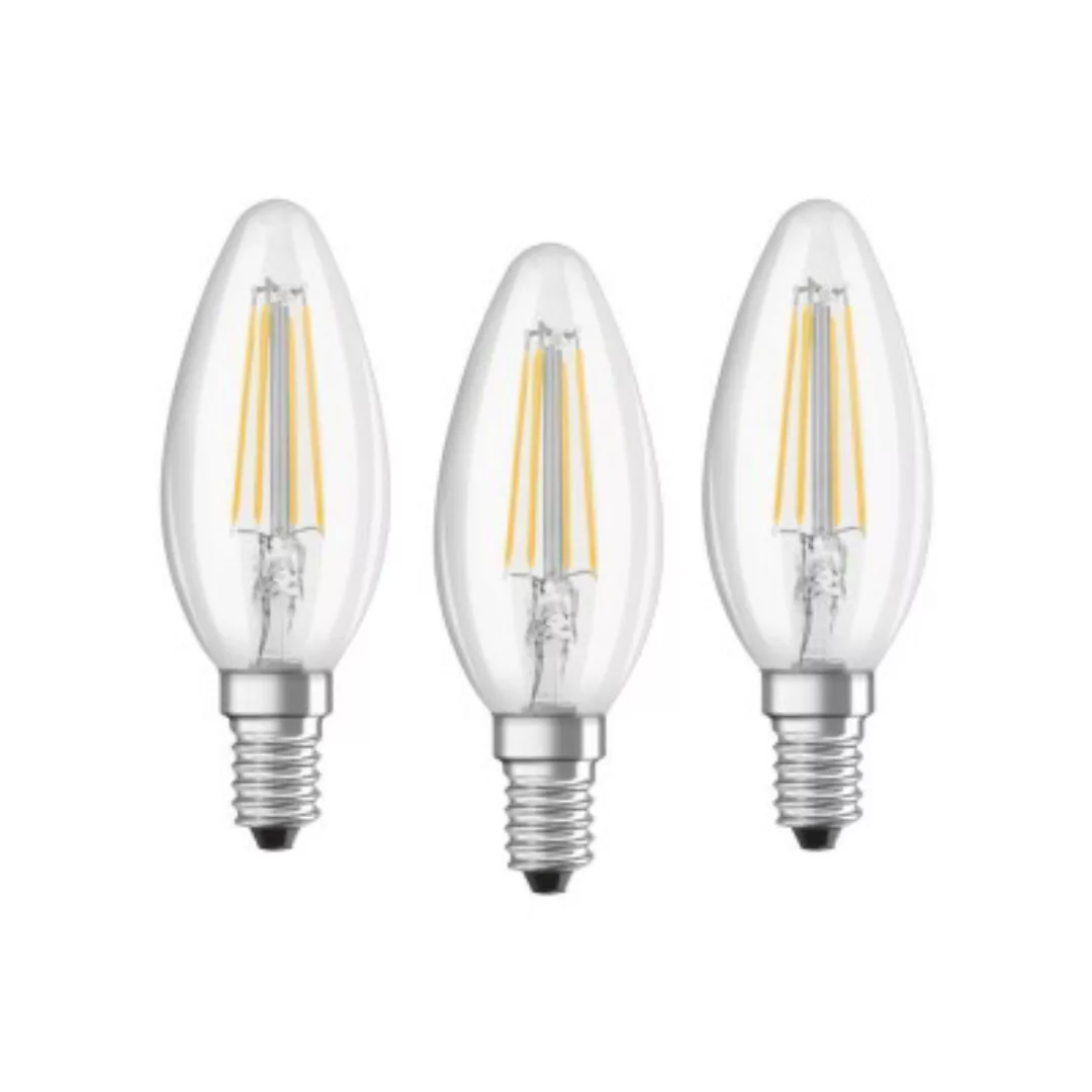 LED-Kerzenlampe E14 4W Filament 2.700K 3er-Set günstig online kaufen
