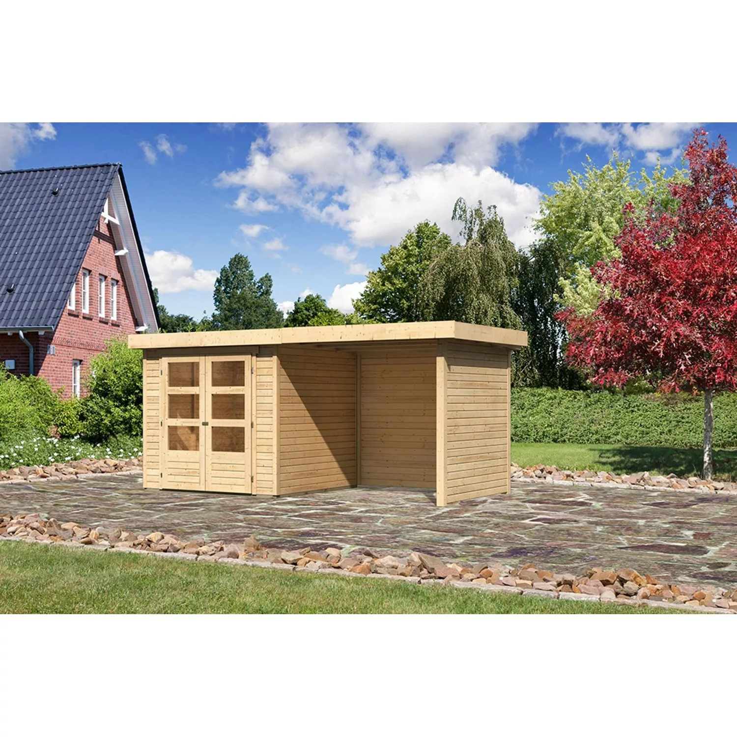 Karibu Holz-Gartenhaus Boras Natur Unbehandelt 209 cm x 213 cm günstig online kaufen
