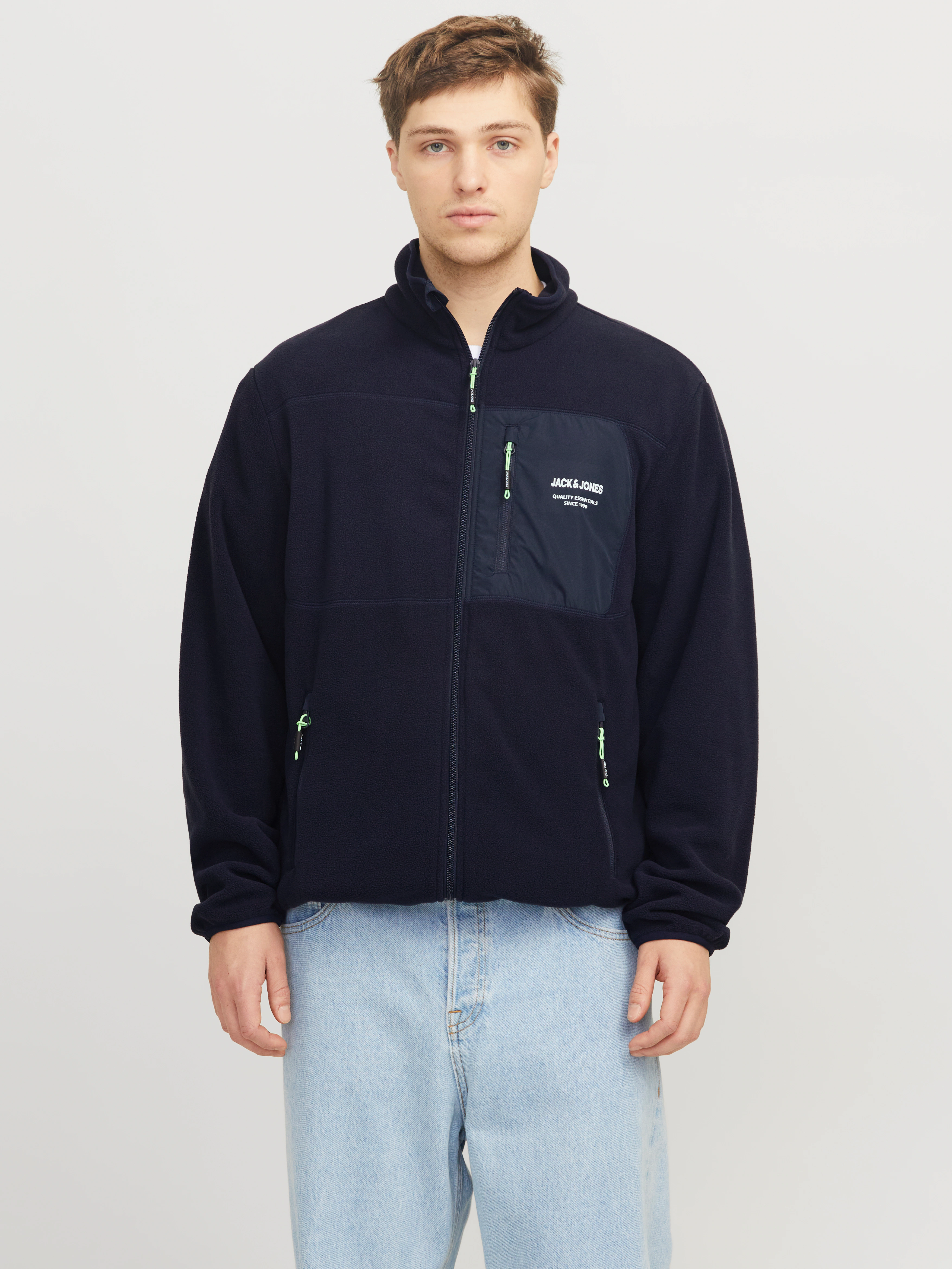 Jack & Jones Outdoorjacke "JJTHEO – Fleecejacke mit Stehkragen und Logoprin günstig online kaufen