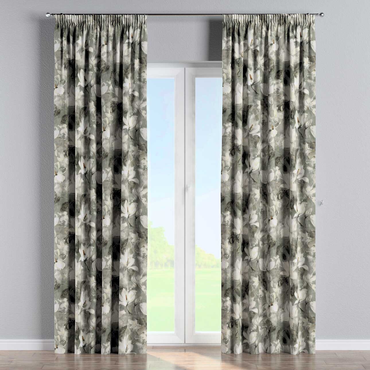 Vorhang mit Kräuselband, grau-weiß, Velvet (184-24) günstig online kaufen