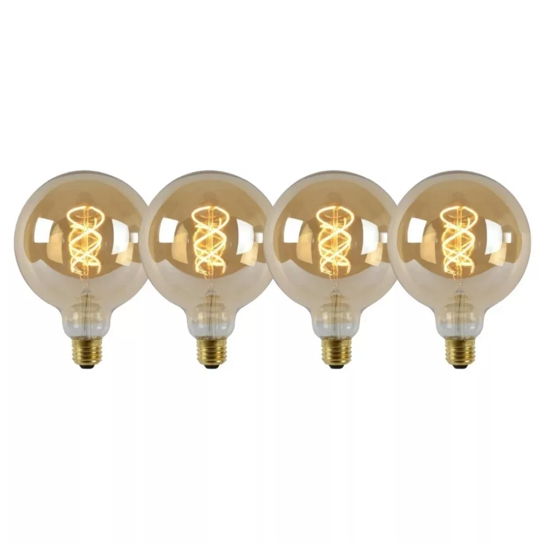 LED Leuchtmittel E27 Globe - G125 in Amber 5W 380lm 4er-Pack günstig online kaufen