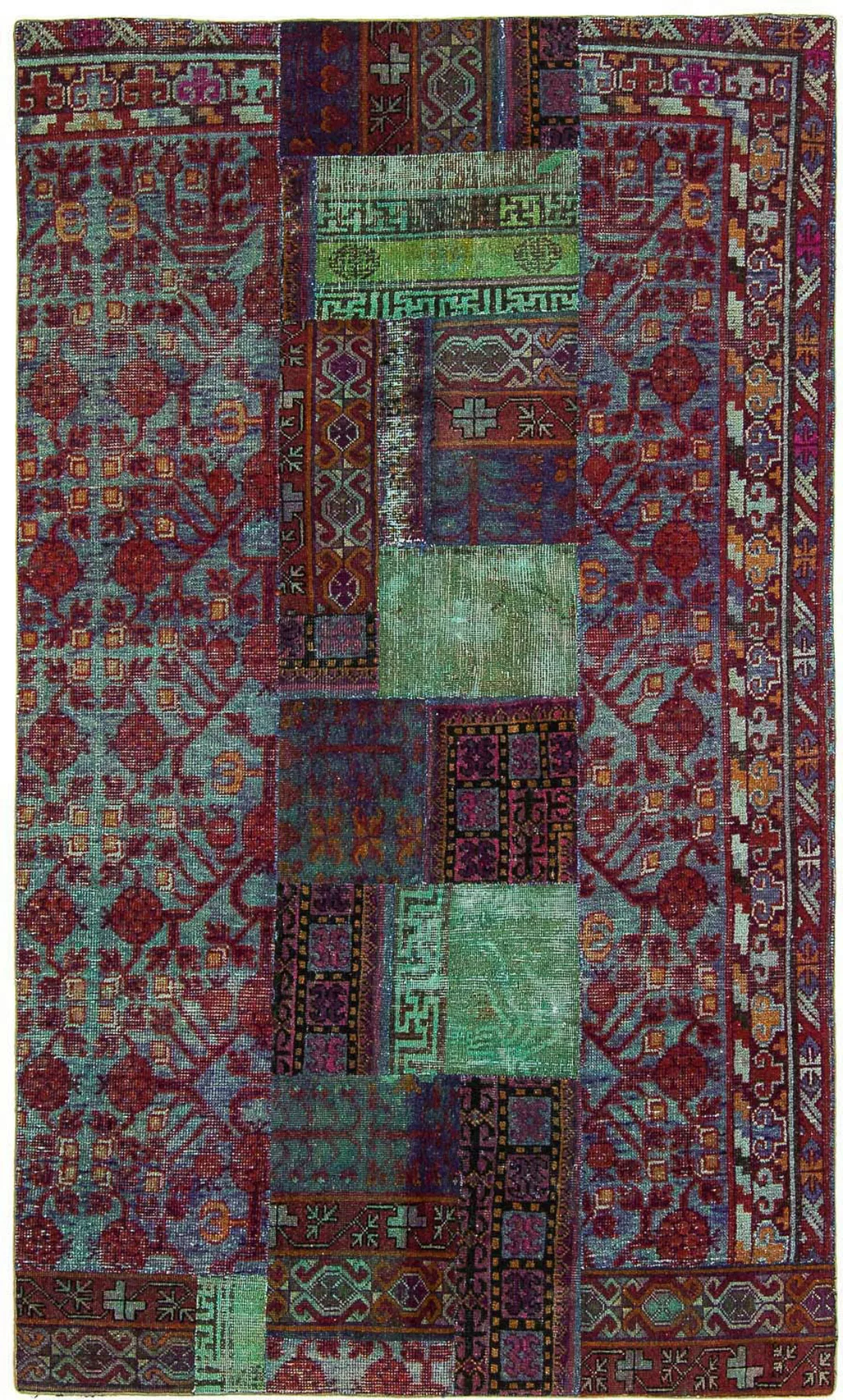 morgenland Wollteppich »Kazak Patchwork 355 x 76 cm«, rechteckig, Handgeknü günstig online kaufen