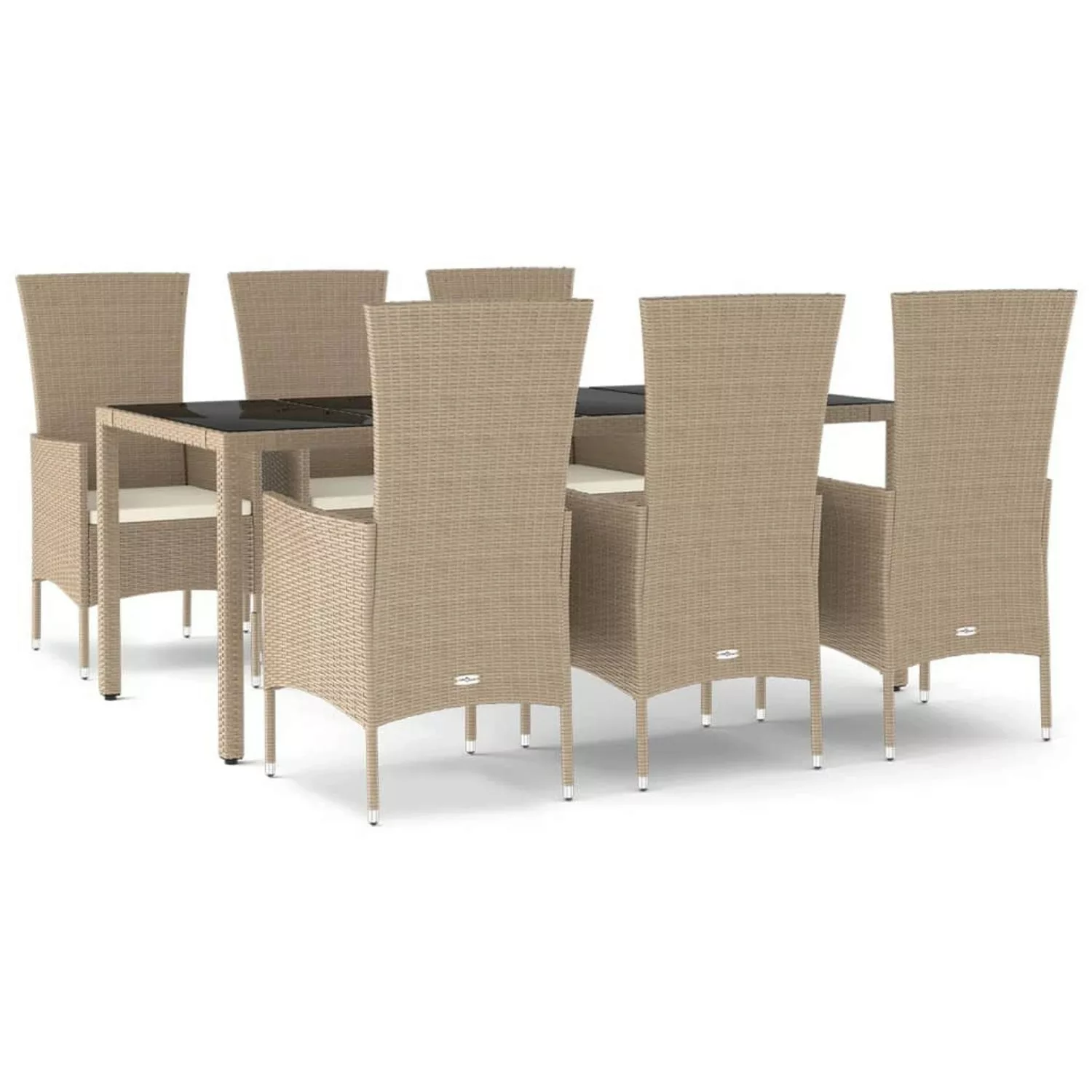 Vidaxl 7-tlg. Garten-essgruppe Mit Kissen Beige Poly Rattan günstig online kaufen